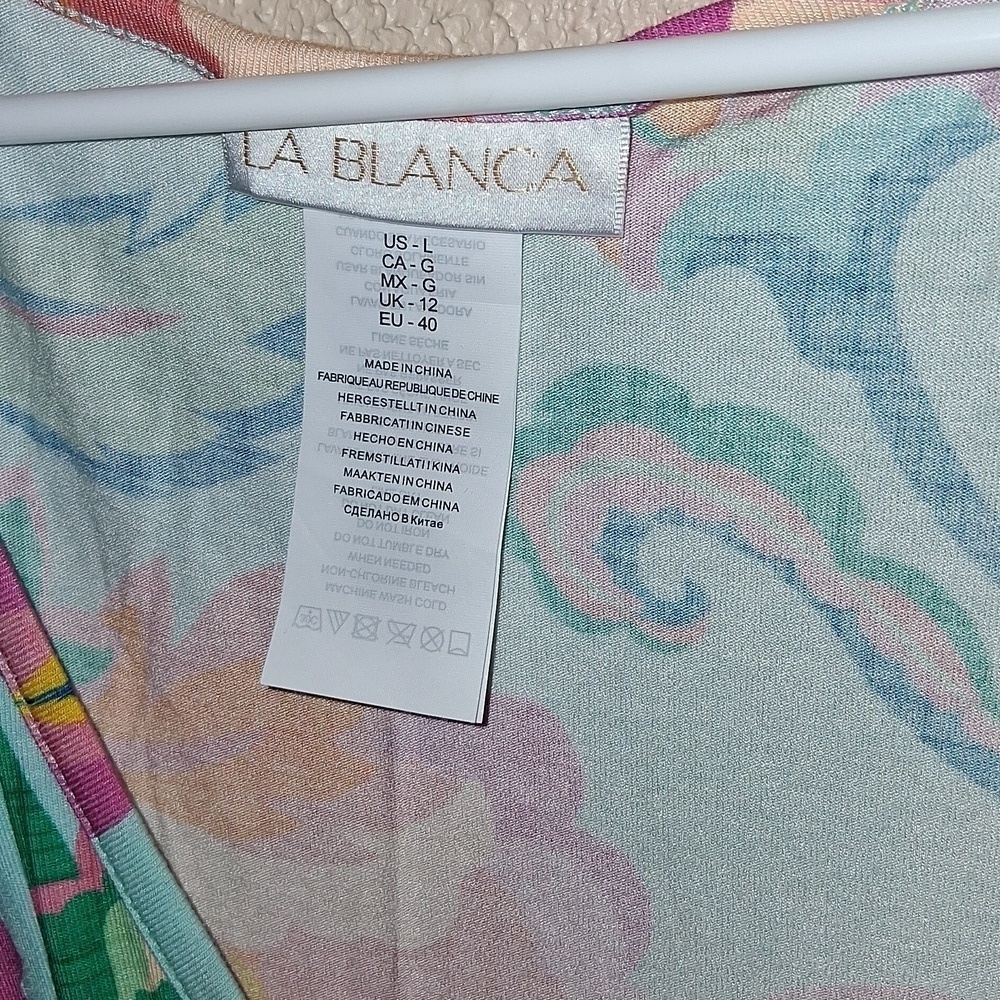 NWT LA BLANCA Breezy Beauty V-Neck Caftan Resort Wear Beach Swim L - Picture 6 of 7